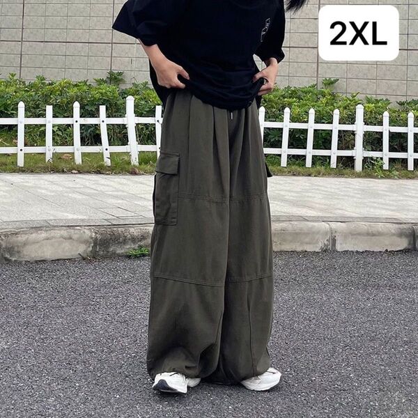 JPAS003メンズ ワイドパンツ ワークパンツ バギーパンツ 長ズボン ウエストゴムゆったり 大きいポケット カジュアル