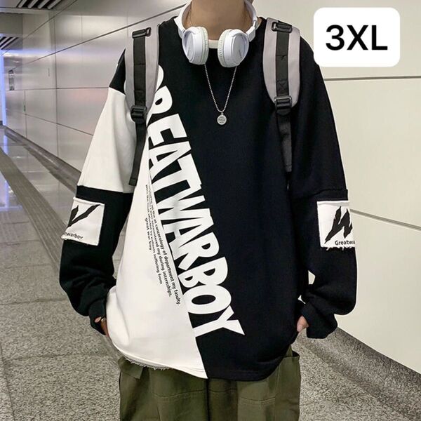 JUAS016メンズTシャツ ロングT 長袖 ゆったり 大きいサイズ 春秋