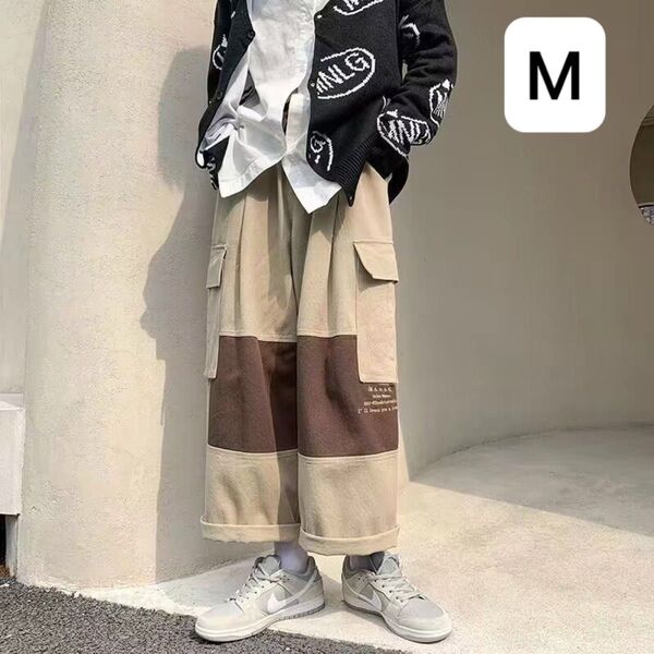 JPAS040メンズ ワイドパンツ ワークパンツ 大きいサイズ ウエストゴム 春秋 ゆったり