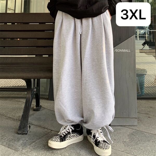 JPAS002メンズ ワイドパンツ 大きいサイズ バギーパンツ 長ズボン ウエストゴム ゆったり スポーツウエア カジュアル
