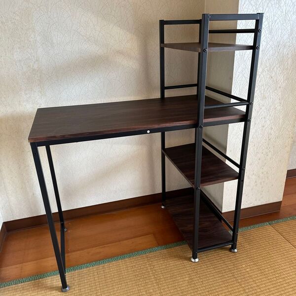 棚付きデスク ブラウン
