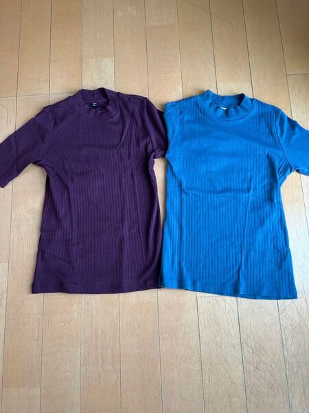 ユニクロ ハイネック リブ 半袖Tシャツ Tシャツ 半袖Tシャツ トップス カットソー