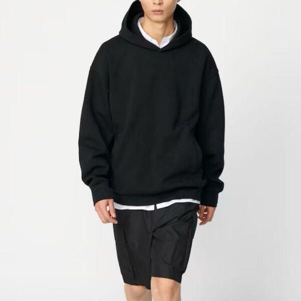 UNIQLO スウェットオーバーサイズプルパーカ ブラック 黒 Lサイズ