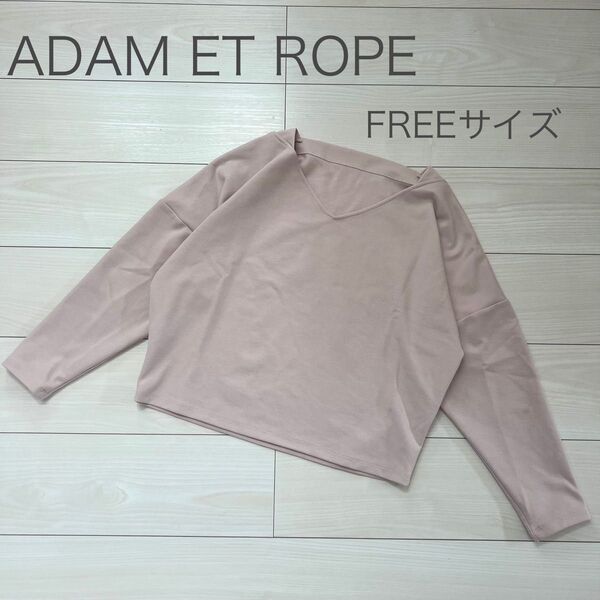 ADAM ET ROPE Vネックカットソー/ピンクベージュ