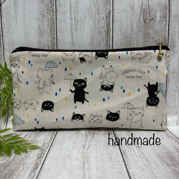 59【ハンドメイド】猫柄 ポーチ 小物入れ 通帳ポーチ お札入れ お財布ポーチ サニタリーポーチ 化粧ポーチ