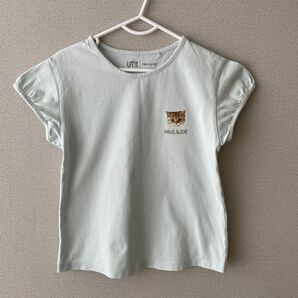 ユニクロ ポール&ジョー 半袖Tシャツ 110 猫 女の子 子供 水色
