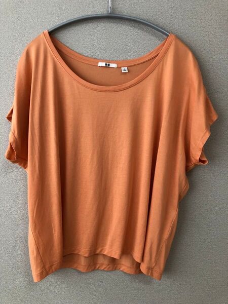 UNIQLO ユニクロ ドレープクルーネックT 半袖 オレンジ M カットソー Tシャツ