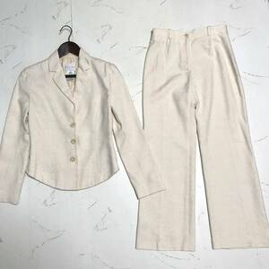 希少★フランス製 仏 セリーヌ CELINE★上質 レディース シルク リネン パンツ スーツ セットアップ 上下 size 34