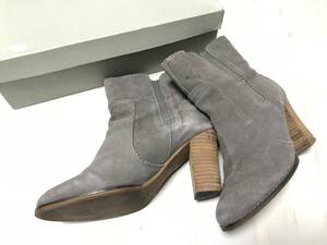 ★定価５万★TILA MARCH ティラ マーチ★スエード ピンキングデザイン チャンキーヒール ミドルブーツ★グレージュ系★size 38★ブーツ★