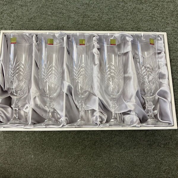 HOYA クリスタル シャンパングラス 5個セット 未使用