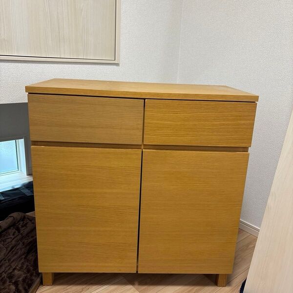 ③無印良品 無印 MUJI キャビネット ボード テレビボード オーク タモ リビング キッチンカウンター チェスト 引出し 棚