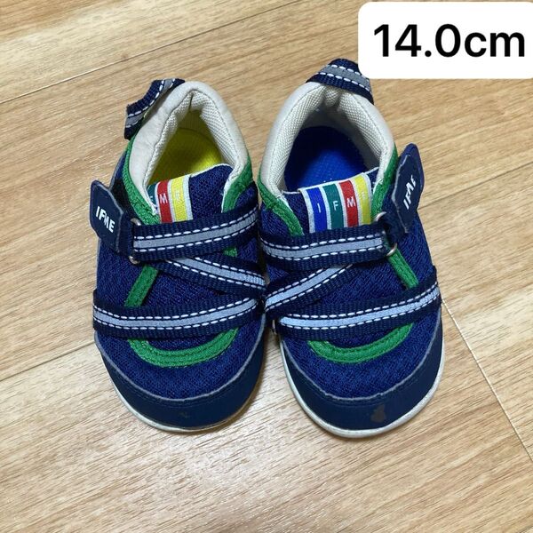 IFME ベビーシューズ 14.0cm ネイビー×グリーン