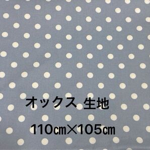 ドット☆水玉☆ブルーグレーオックス生地幅110㎝長さ105㎝