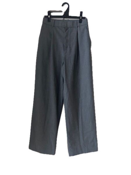 タックワイドパンツ グレー レディース M ユニクロ UNIQLO