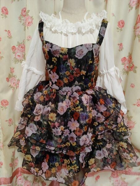 リズリサ好きな方☆姫ギャル 4層フリル 花柄 キャミワンピース サイズをご記入ください。 XS・Sサイズ 6月中旬迄 可愛いです
