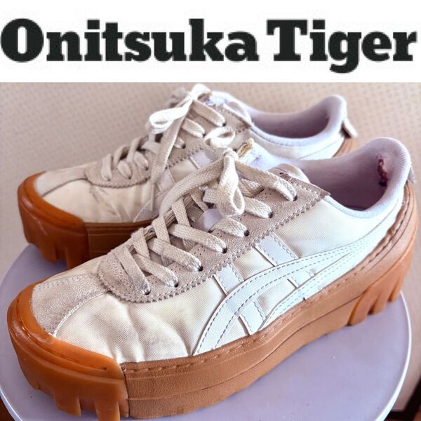 【Onitsuka Tiger】DELEGATION CHUNK 24.5 白 スニーカー オニツカタイガー 厚底