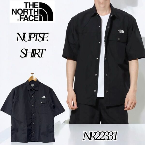【美品】THE NORTH FACE NUPTSE SHIRT 半袖 L ノースフェイス ヌプシシャツ メンズ 黒 NR22331
