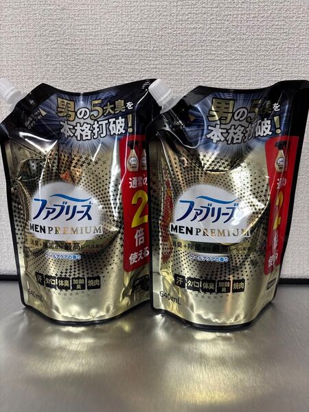 2点 ファブリーズW除菌+消臭 プレミアムメン クールアクアの香り つめかえ特大
