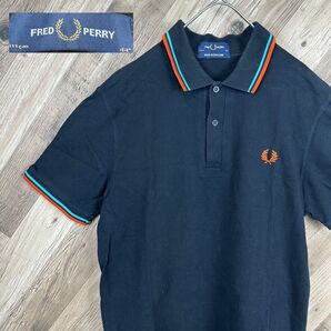 美品 FREDPERRY フレッドペリー 半袖 ポロシャツ 英国製 鹿の子 Lサイズ 黒 月桂樹