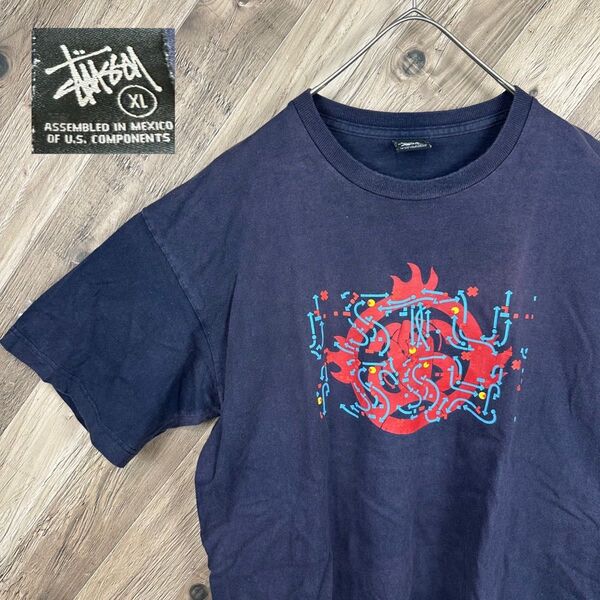 00s old stussy ステューシー 半袖tシャツ XL ネイビー y2k オーバーサイズ 古着 ユニセックス ストリート