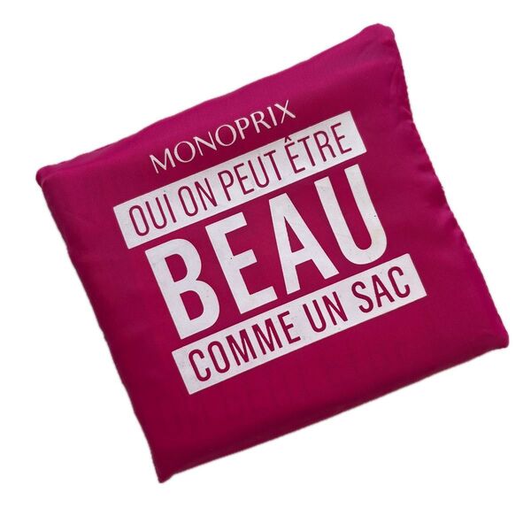モノプリ エコバッグ MONOPRIX 蛍光ピンク ショッキングピンク トートバッグ 人気 フランス土産 パリ土産