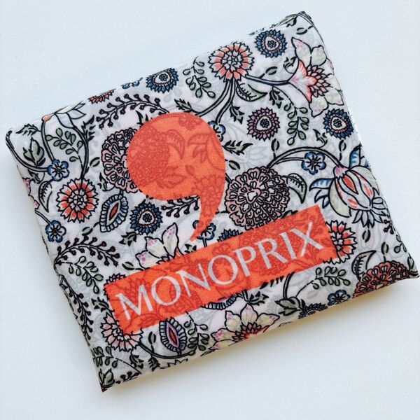 花柄 モノプリ エコバッグ MONOPRIX フランス土産 パリ土産 トートバッグ 植物柄 ボタニカル