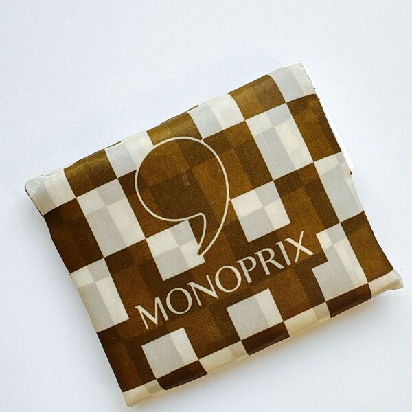 新作 市松模様 ゴールドベージュ モノプリ エコバッグ MONOPRIX トートバッグ パリ土産 フランス土産