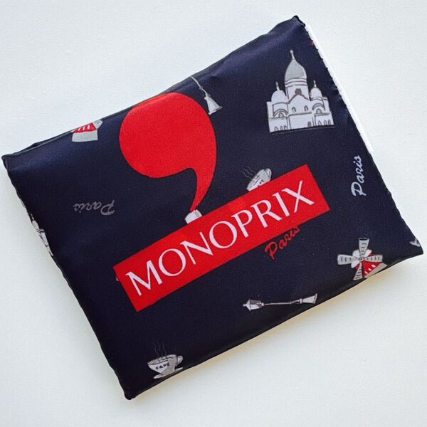 モノプリ エコバッグ MONOPRIX. フランス土産 パリ土産 定番 人気 トートバッグ ネイビー 紺色 モニュメント