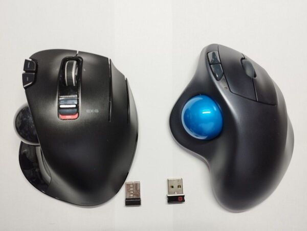 【ジャンク】トラックボールマウス2個セット ロジクールМ570 エレコムEX−G М−XT3DR