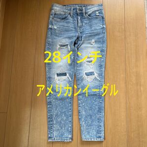 アメリカンイーグル ダメージジーンズ 28インチ ブルー系 170cmくらいの方