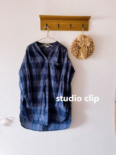 studio clip スタジオクリップ ブラウス シャツ チュニック 大きめ オーバーサイズ 長袖 チェック ゆったり