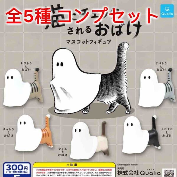 猫にチェックされるおばけ マスコットフィギュア 全5種コンプセット