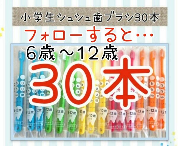 【新品未使用】小学生シュシュ歯ブラシ30本
