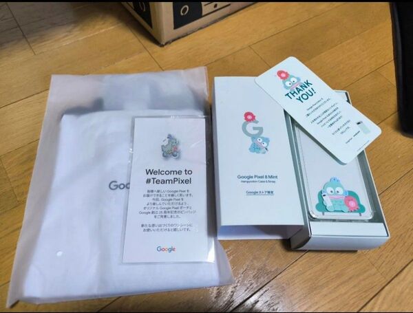 Googleストア限定品 Pixel8用スマホケース、ストラップ、ピンバッジ MINT ハンギョドン ピクセル8 ミント 非売品