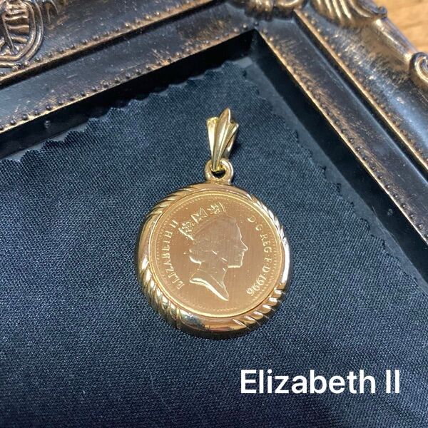 ヴィンテージ ElizabethII エリザベス2世 コイン ゴールドネックレス