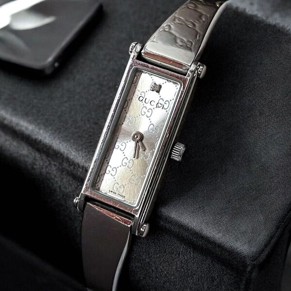 GUCCI 1500L1Pダイヤ シルバー GGフェイス 腕時計 稼働品 クォーツ