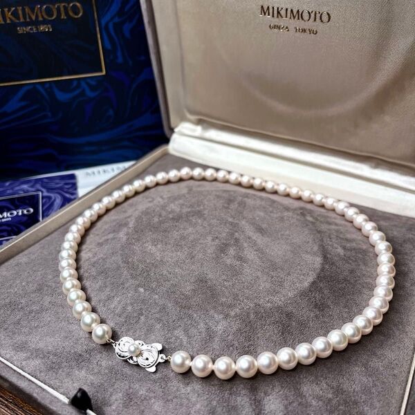 未使用級◇付属品付 ミキモト 現行クラスプ 7.0-7.6㎜ あこや真珠 ネックレス silver金具 パール MIKIMOTO