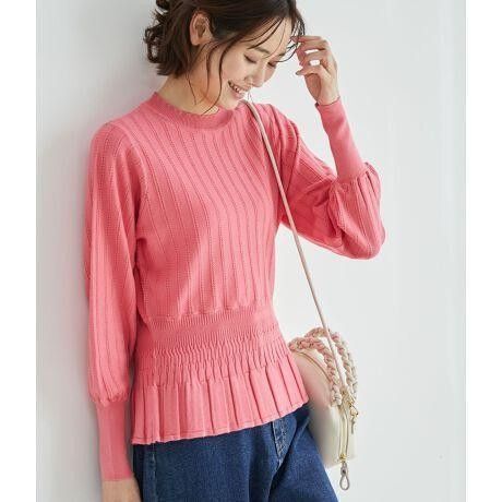 ROPE' PICNIC アイレットペプラムニットプルオーバー 春秋冬 ピンク
