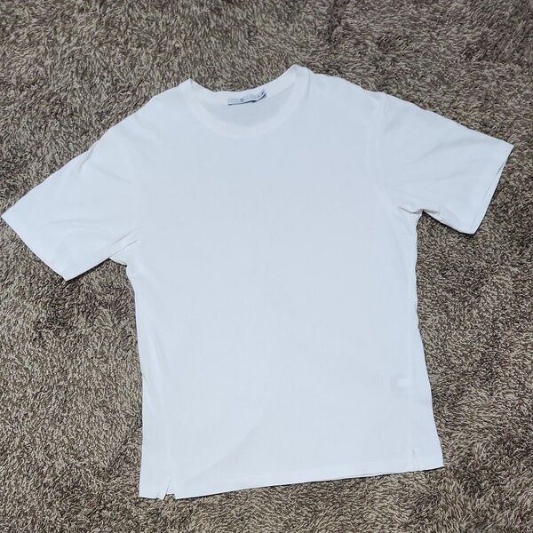 ユニクロ +JスーピマコットンリラックスフィットクルTシャツ ホワイト Sサイズ メンズ