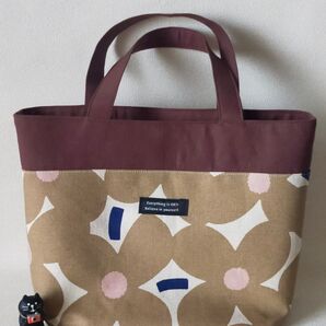 ハンドメイド★ミニトートバッグ★ランチバッグ★ お散歩バッグ★ サブバッグ★ 花柄(茶色)