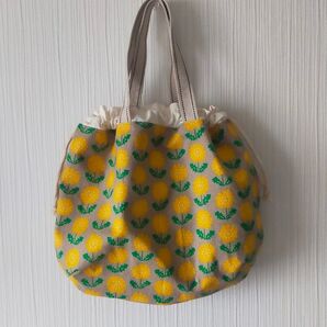 ハンドメイド☆巾着バッグ☆花柄☆サブバッグ