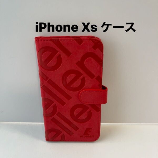 iPhone Xs ケース 手帳型 iPhone X ケース - スマホケース iPhoneX/iPhoneXs (赤)