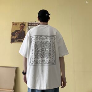 ペイズリー柄 半袖Tシャツ ホワイト