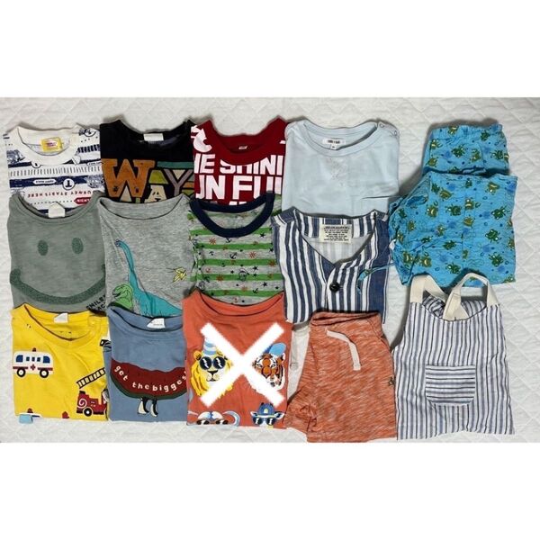 男の子サイズ90夏服まとめ売り サロペットTシャツGAP 保育園洗い替え 半袖 セット プリント 子供服