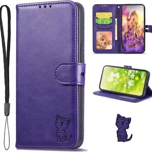 OPPO Reno10 Pro 5G ケース 手帳 猫 パープル 紫 オッポ