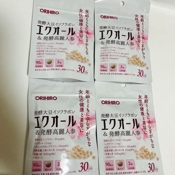 オリヒロ エクオール&発酵高麗人参 エクオール 大豆イソフラボン30日分x4袋