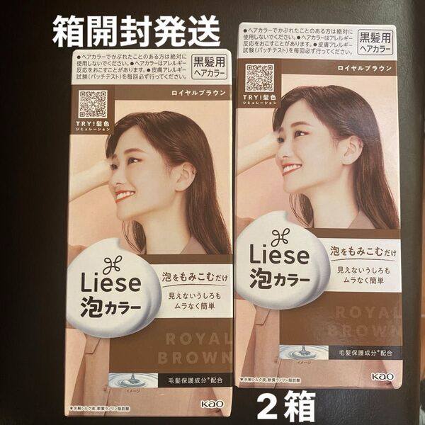 箱開封発送 2箱分 リーゼ 泡カラー Liese 黒髪用ヘアカラー ロイヤルブラウン