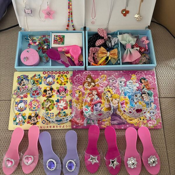 プリンセス シューズ ティアラ アクセサリー パズル セット おもちゃ