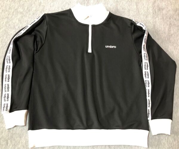 umbro アンブロ ハーフジップ プルオーバー ブラック×ホワイト UM1093 裏起毛