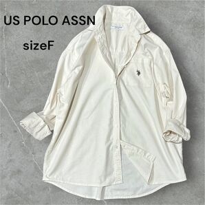 US POLO ASSN 長袖ポロシャツ sizeF アイボリーオーバーサイズ